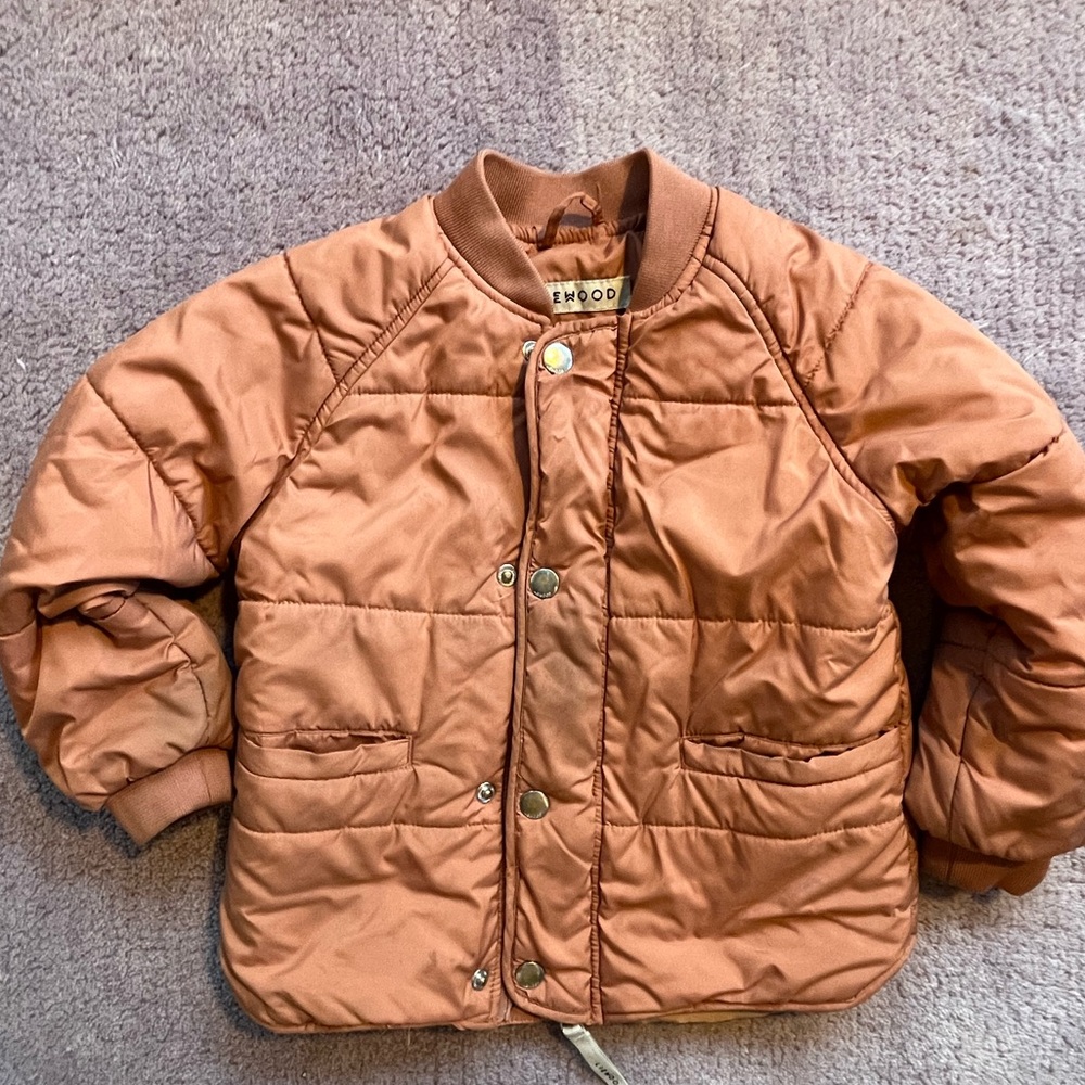 Liewood fall puffer Jacket in peach size 3yo.